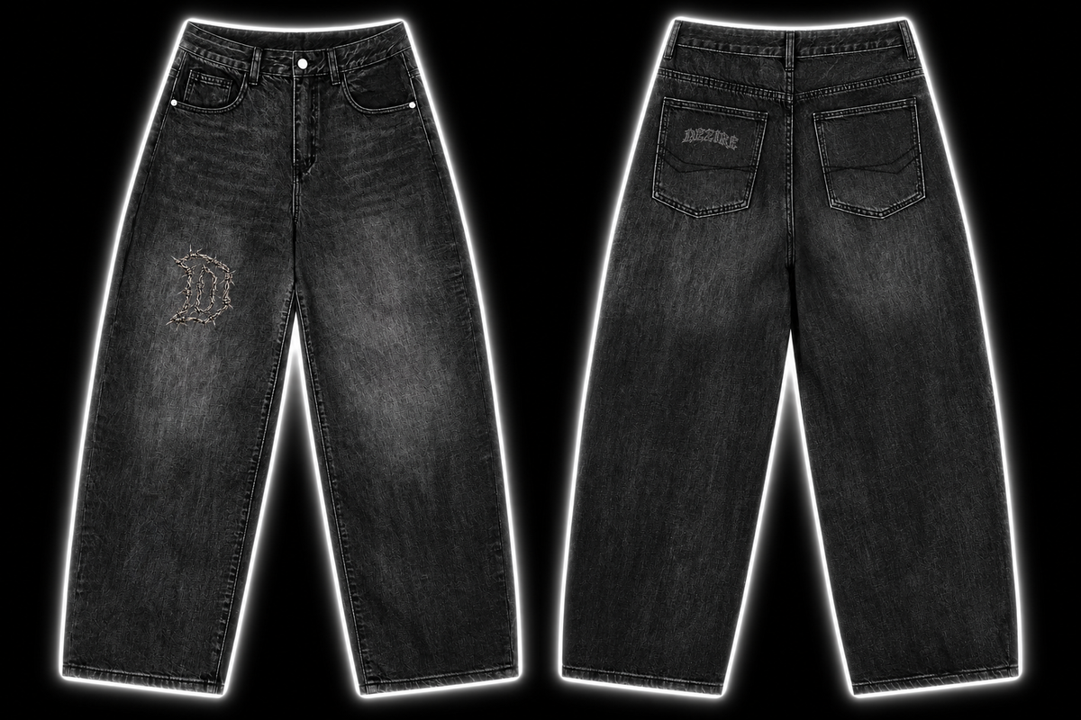 Oversized barb wire black denim jeans (limited)